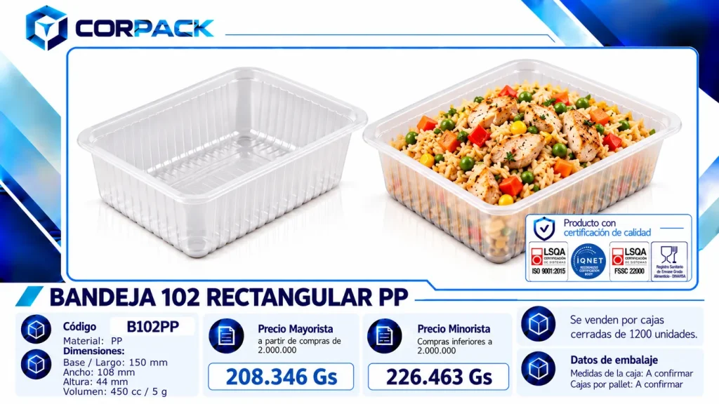 Bandeja 102 Rectangular PP