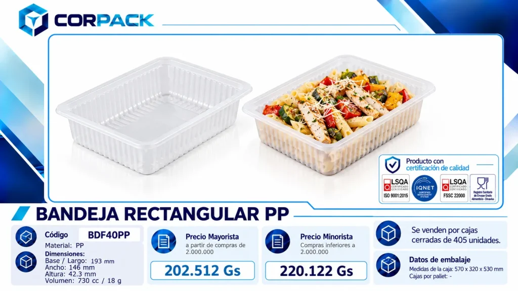 Bandeja Rectangular PP BDF40PP