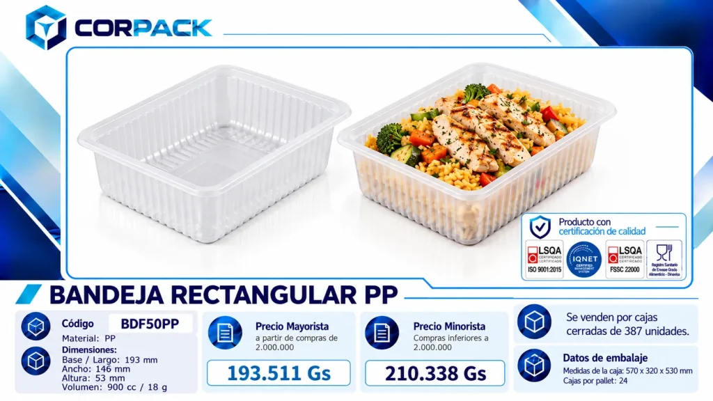 Bandeja Rectangular PP BDF50PP