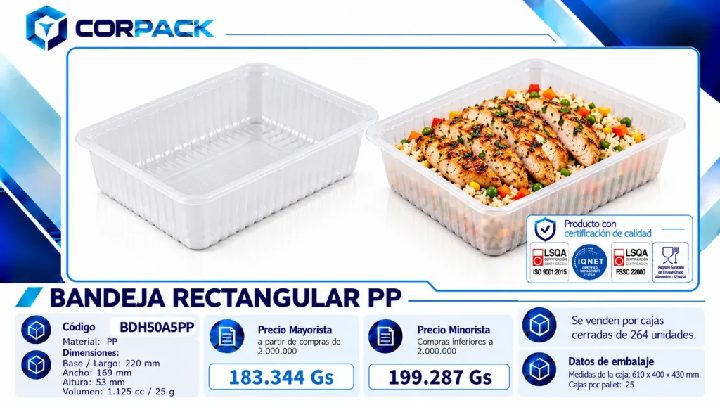 Bandeja Rectangular PP BDH50A5PP