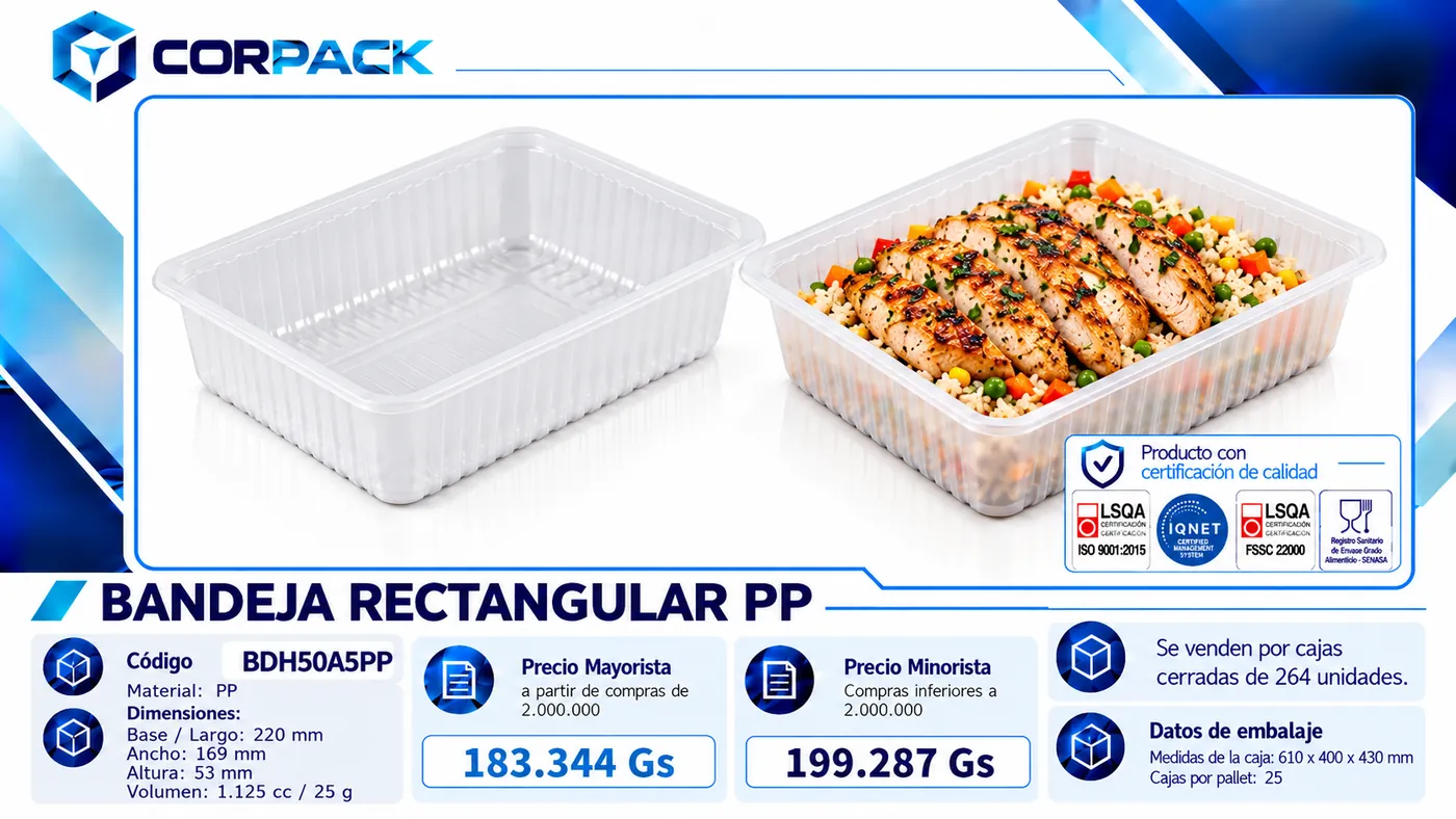 Bandeja Rectangular PP BDH50A5PP