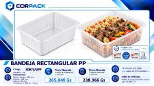 Bandeja Rectangular PP BDH78A5PP Extra Capacidad