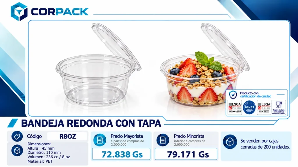 Bandeja Redonda con Tapa R8OZ (236 cc)